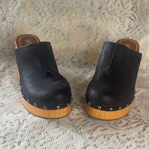 SALE: MIA Isra Clog with faux leather in black. Size 7. Wooden bottom. Like new.